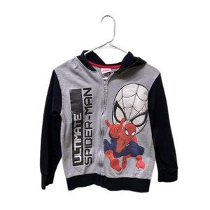 Marvel Spider-Man Jacket Kids Plush Hoodie, Full Zip-Up, Size 10/12, Pre-owned